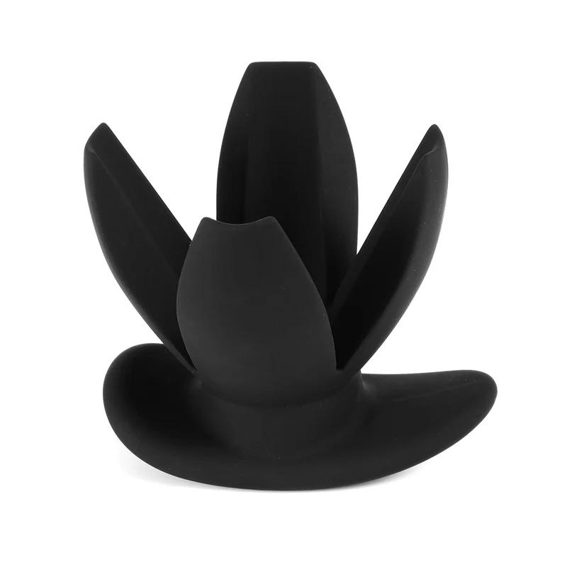 Super Power Fetish Flower Anal Plug Silicone Opening Butt Plug Anal Expander Anus Dilator Sex Toys For Men Woman Gay（Color:White/Black)