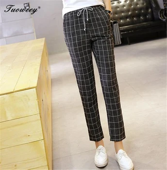 New Women Casual Harajuku Spring Autumn Big Size Long Trousers plaid Elastic Waist Cotton Linen Pants long Haren Pants jeans
New Women Casual Harajuku Spring Autumn Big Size Long Trousers plaid Elastic Waist Cotton Linen Pants long Haren Pants jeans