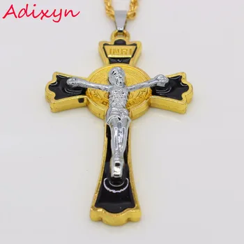 Adixyn INRI Black Stone Cross Jesus Necklaces for Women Two Tone Gold/Silver Color Pendant Crucifixion Religious Jewelry
Adixyn INRI Black Stone Cross Jesus Necklaces for Women Two Tone Gold/Silver Color Pendant Crucifixion Religious Jewelry