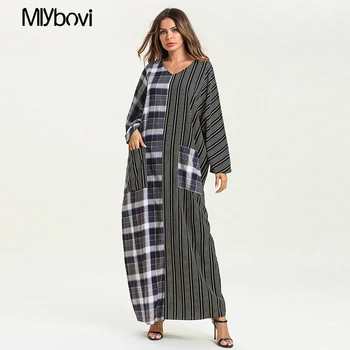 Women vintage Plaid Muslim dress 2019 Patchwork Arab Middle East Loose Casual muslim abaya Dresses Robe Ramadan dress Vestidos
Women vintage Plaid Muslim dress 2019 Patchwork Arab Middle East Loose Casual muslim abaya Dresses Robe Ramadan dress Vestidos