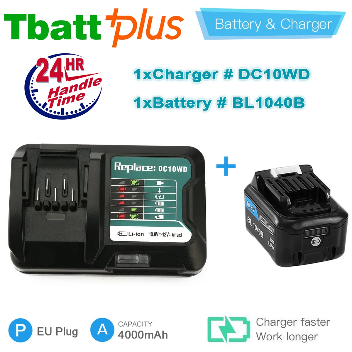 DC10WD Lithium Battery Charger for Makita BL1015 BL1040B & 10.8V 4.0Ah Li-ion Replacement Battery for Makita BL1040B BL1015
DC10WD Lithium Battery Charger for Makita BL1015 BL1040B & 10.8V 4.0Ah Li-ion Replacement Battery for Makita BL1040B BL1015