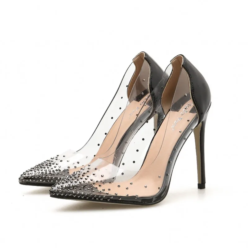New thin heel shoes, transparent water drill, sexy, sharp, shallow high heels in 2019
New thin heel shoes, transparent water drill, sexy, sharp, shallow high heels in 2019
