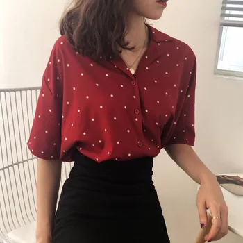 Office Lady Tops And Blouses Fashion New Women Summer Short Sleeve Blouse Polka Dot Women's Turn Down Collar Casual Short Tops
Office Lady Tops And Blouses Fashion New Women Summer Short Sleeve Blouse Polka Dot Women's Turn Down Collar Casual Short Tops