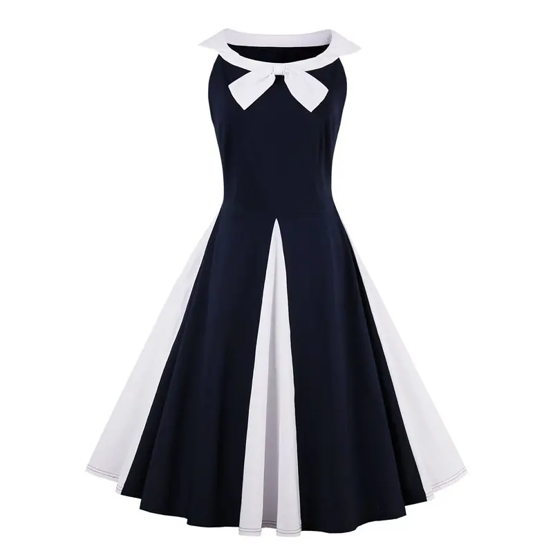 Vintage Dress Women 1950s Patchwork Fashion Blue Elegant Slim Sleeveless Summer Office Casual Retro Pin Up Female A Line Dresses
Vintage Dress Women 1950s Patchwork Fashion Blue Elegant Slim Sleeveless Summer Office Casual Retro Pin Up Female A Line Dresses