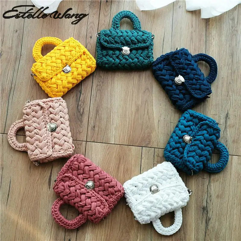 Ins Hand-woven Bag Woven Knitting Handbag Fashion Women's Flaps Messenger Bag Cotton Fabric Handmade Crossbody Bags
Ins Hand-woven Bag Woven Knitting Handbag Fashion Women's Flaps Messenger Bag Cotton Fabric Handmade Crossbody Bags