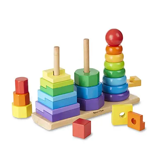 Фото Красочные деревянные кубики игрушки геометрический штабелер игрушка для