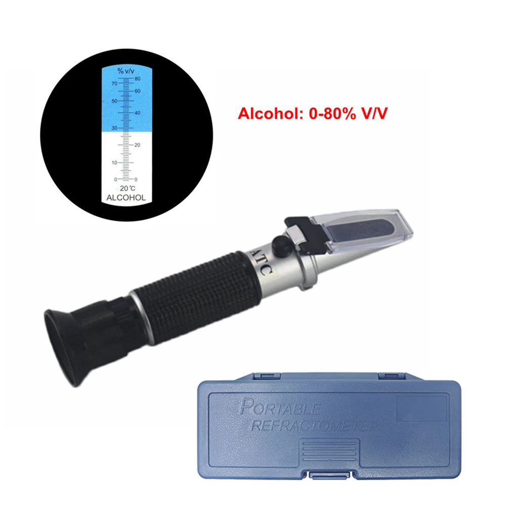 Handheld Alcohol Refractometer 0-80% ATC Spirits Tester Alcoholmeter Refratometro Wine Concentration Densimeter + Box
Handheld Alcohol Refractometer 0-80% ATC Spirits Tester Alcoholmeter Refratometro Wine Concentration Densimeter + Box