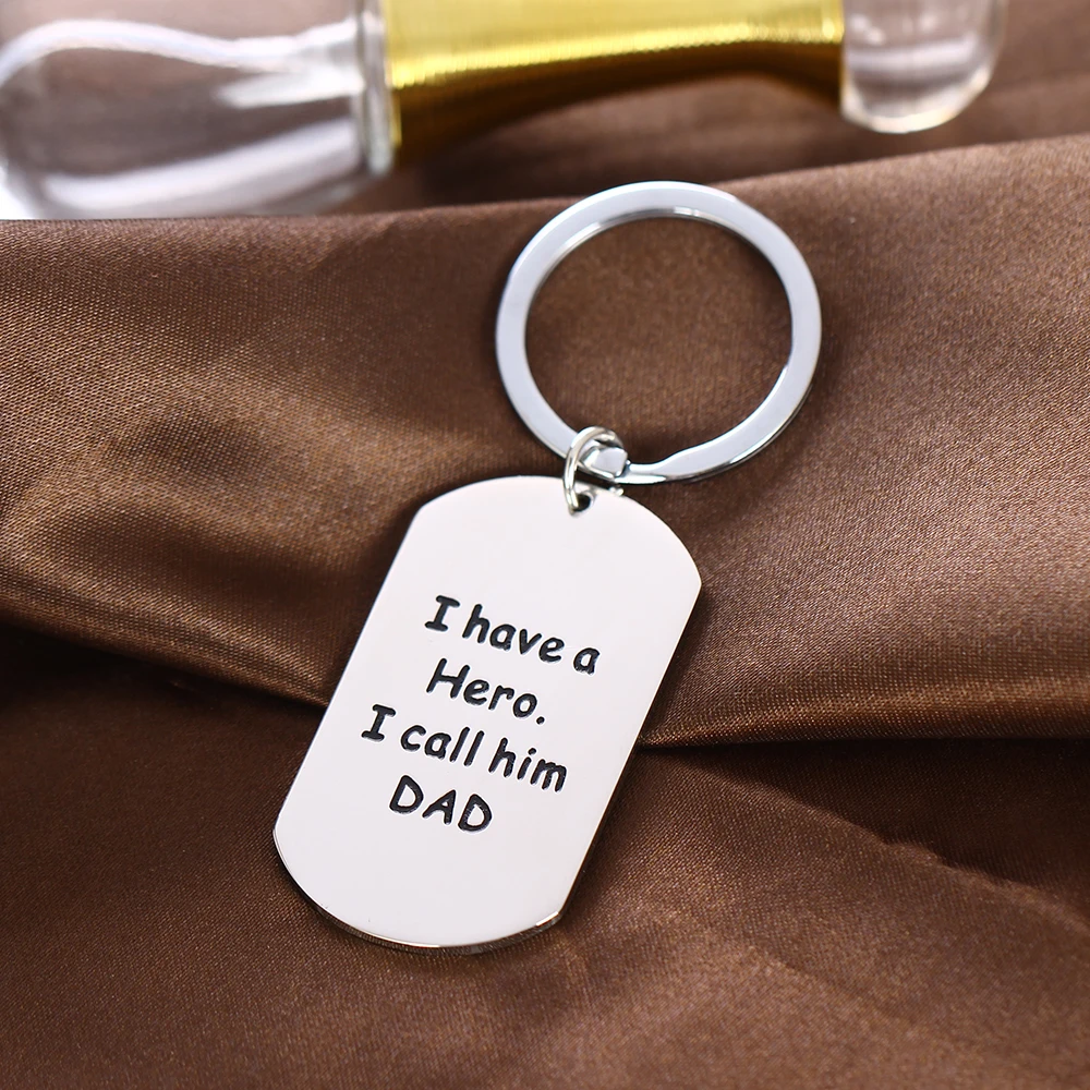 I Have A Hero Call Him Dad Dog Tag Keyring Stainless Steel Fathers Day Gifts Keychain Family Charms | Украшения и аксессуары