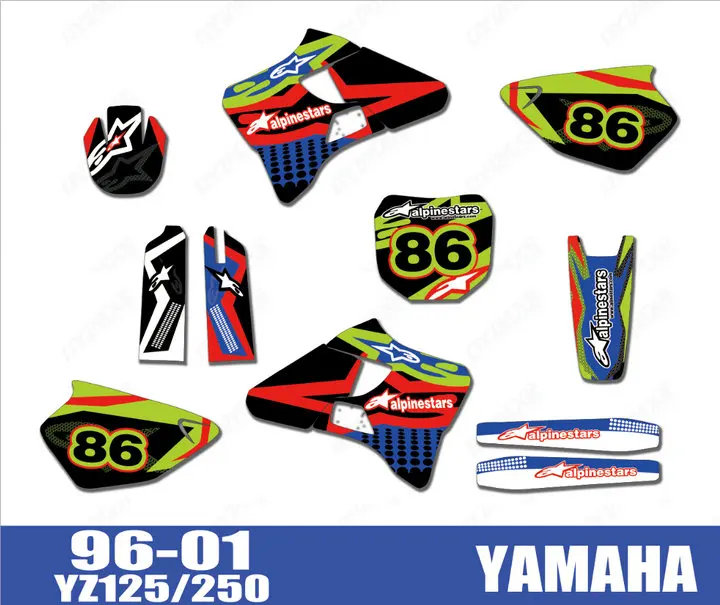 Графические Наклейки для мотоцикла и велосипеда деколи фона Yamaha YZ125 YZ250 YZ 125 250 1996 97
