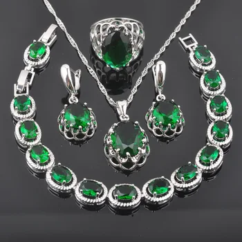 New Silver Color Hot Sale Green Zircon For Women Jewelry Sets Bracelet Necklace Pendant Earrings Ring QS0162
New Silver Color Hot Sale Green Zircon For Women Jewelry Sets Bracelet Necklace Pendant Earrings Ring QS0162