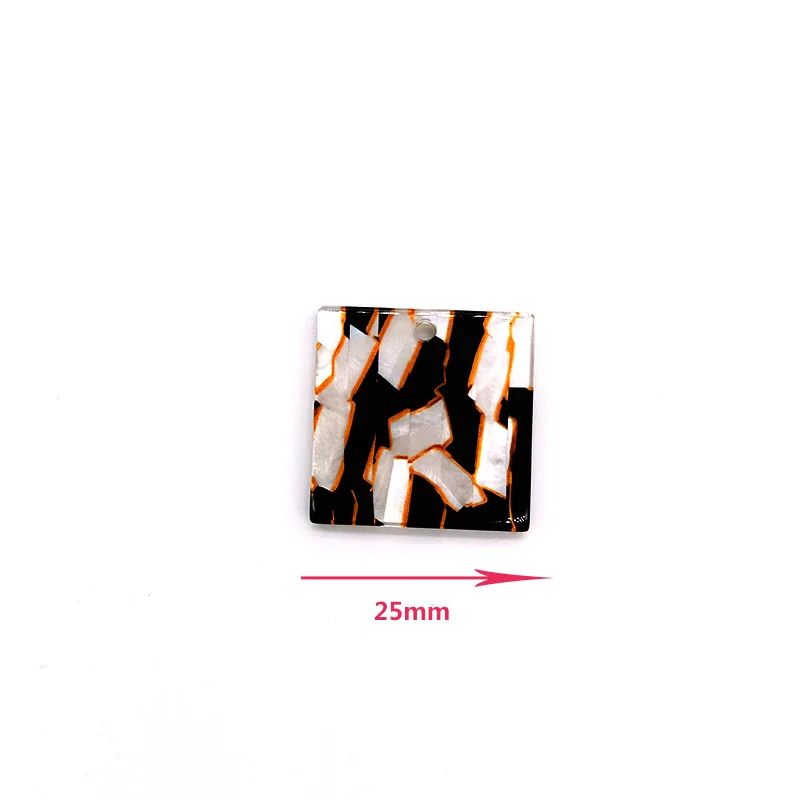Square Fashion Unique 10pcslot Bright Acetic Acid Imitate Marble Texture Coin-shape Charms for EarringJewelry DIY ET44 (3)