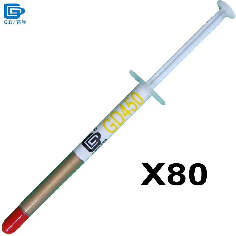 GD Brand Thermal Conductive Grease Paste Silicone Plaster GD450 Heat Sink Compound 80 Pieces Net Weight 1 Gram Golden Cold SY1
GD Brand Thermal Conductive Grease Paste Silicone Plaster GD450 Heat Sink Compound 80 Pieces Net Weight 1 Gram Golden Cold SY1