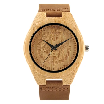 Natural Bamboo Wooden Lion Head Trendy Fashion Quartz Wristwatch Carving Men Women Ladies Gifts Genuine Leather Strap relogio
Natural Bamboo Wooden Lion Head Trendy Fashion Quartz Wristwatch Carving Men Women Ladies Gifts Genuine Leather Strap relogio