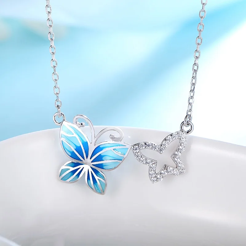 Jewelry Butterfly couple Blue Enamel for women Authentic 925 Sterling Silver charms Fashion CZ pendant Party Colorful 2018
Jewelry Butterfly couple Blue Enamel for women Authentic 925 Sterling Silver charms Fashion CZ pendant Party Colorful 2018