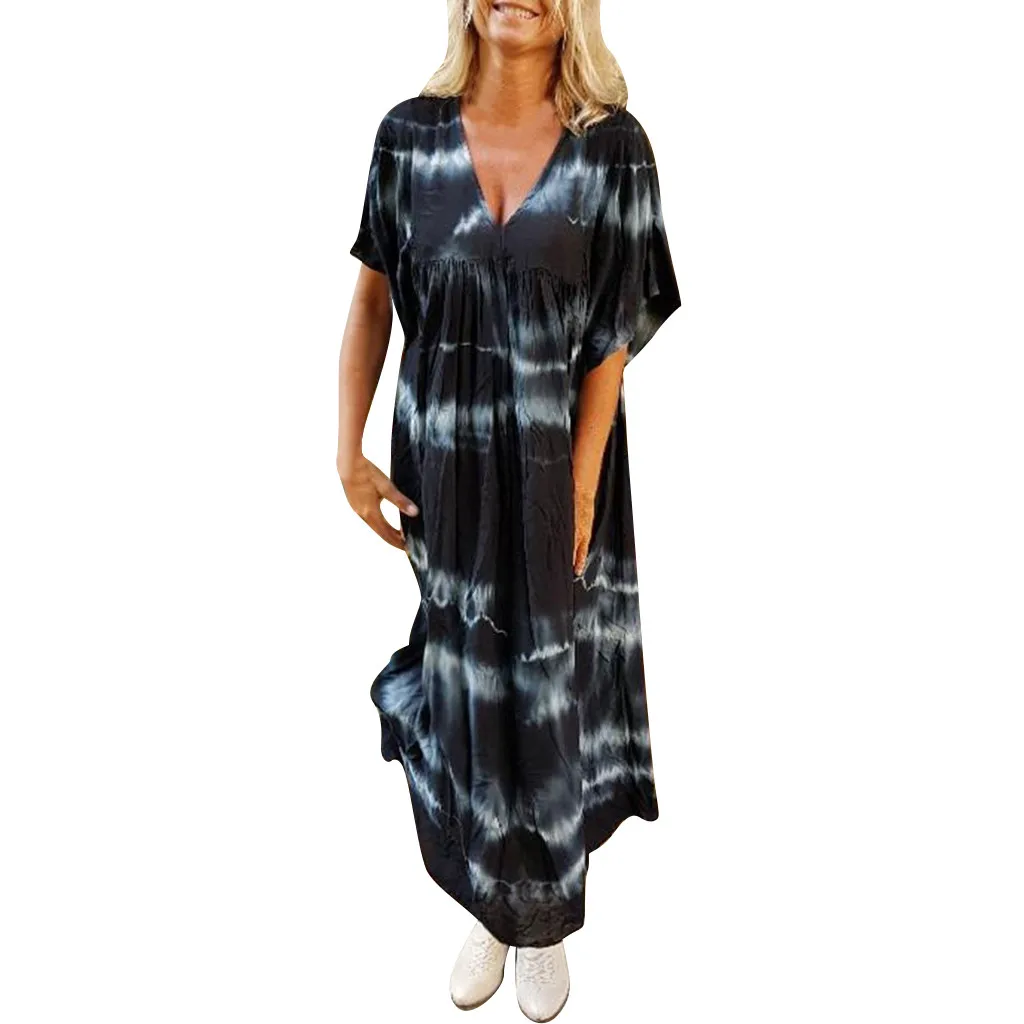 Fashion Women V-Neck Stylish Bar Plus Size 5xl Women Casual Tie Dyeing Gradient boho Dress Ladies Short Sleeve Robes Long Dress
Fashion Women V-Neck Stylish Bar Plus Size 5xl Women Casual Tie Dyeing Gradient boho Dress Ladies Short Sleeve Robes Long Dress