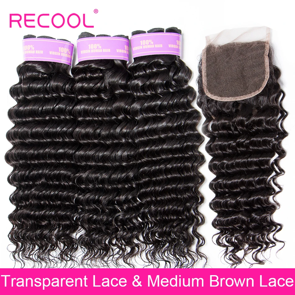 Recool Brazilian Deep Wave Bundles With Closure 3 Budnles With Swiss HD Transparent 4X4 Lace Closure Human Hair Weave Bundles
Recool Brazilian Deep Wave Bundles With Closure 3 Budnles With Swiss HD Transparent 4X4 Lace Closure Human Hair Weave Bundles