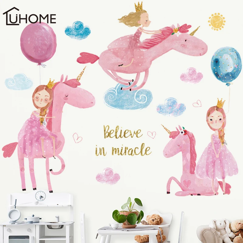 Fairy Tale World Pink Princess Unicorn Wall Stickers for Kids Room Girl's Room Decoration Kindergarten Classroom Wall Decor
Fairy Tale World Pink Princess Unicorn Wall Stickers for Kids Room Girl's Room Decoration Kindergarten Classroom Wall Decor