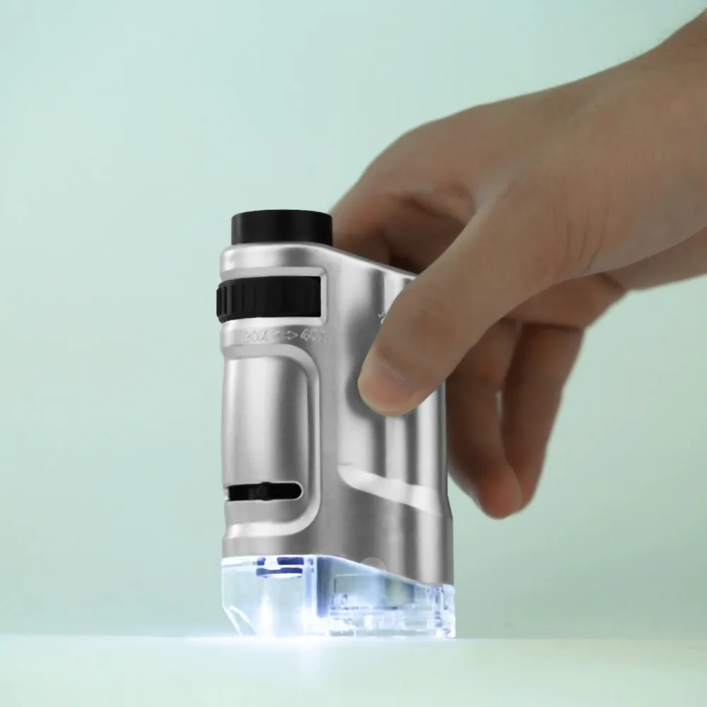Mini Portable Microscope Zoom 10081-8 20X-40X Jewelry Currency Detecting With LED Illumination Magnifier Loupe New | Инструменты