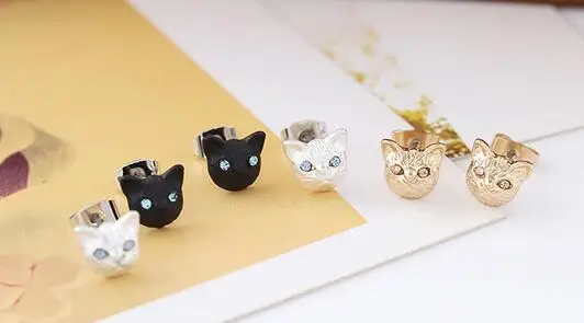 2017 new fashion vintage designer gold silver black realistic lovely 3D cat head cute animal ear stud earring for girls&women
2017 new fashion vintage designer gold silver black realistic lovely 3D cat head cute animal ear stud earring for girls&women