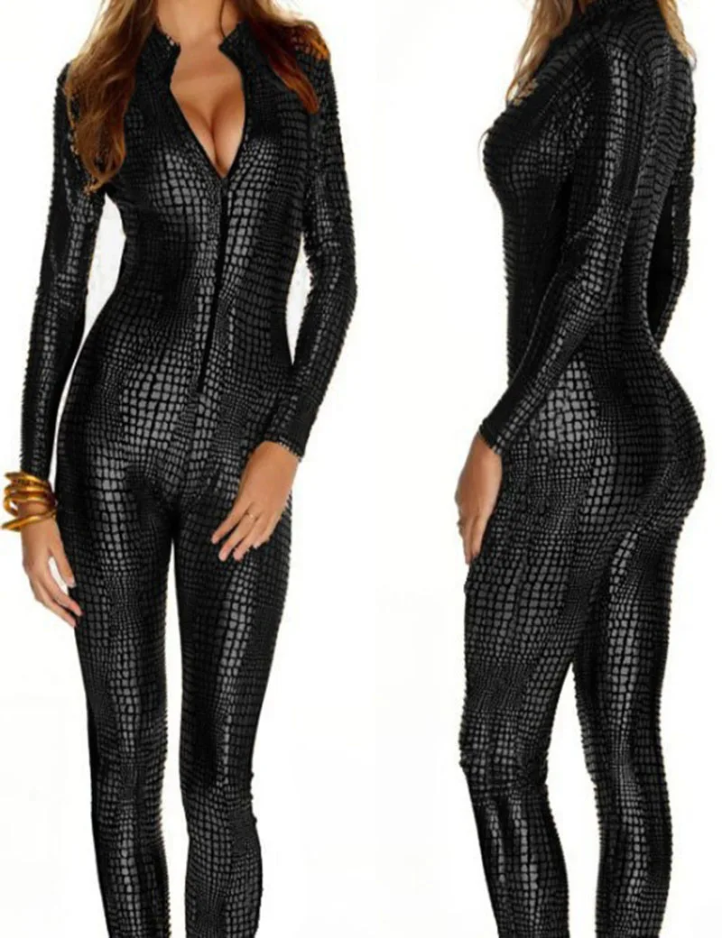 Women Catsuit Snakeskin Pattern Bodysuit Faux Leather Jumpsuit Catwoman Cosplay Fancy Dress Playsuit Sexy Party Clubwear
Women Catsuit Snakeskin Pattern Bodysuit Faux Leather Jumpsuit Catwoman Cosplay Fancy Dress Playsuit Sexy Party Clubwear