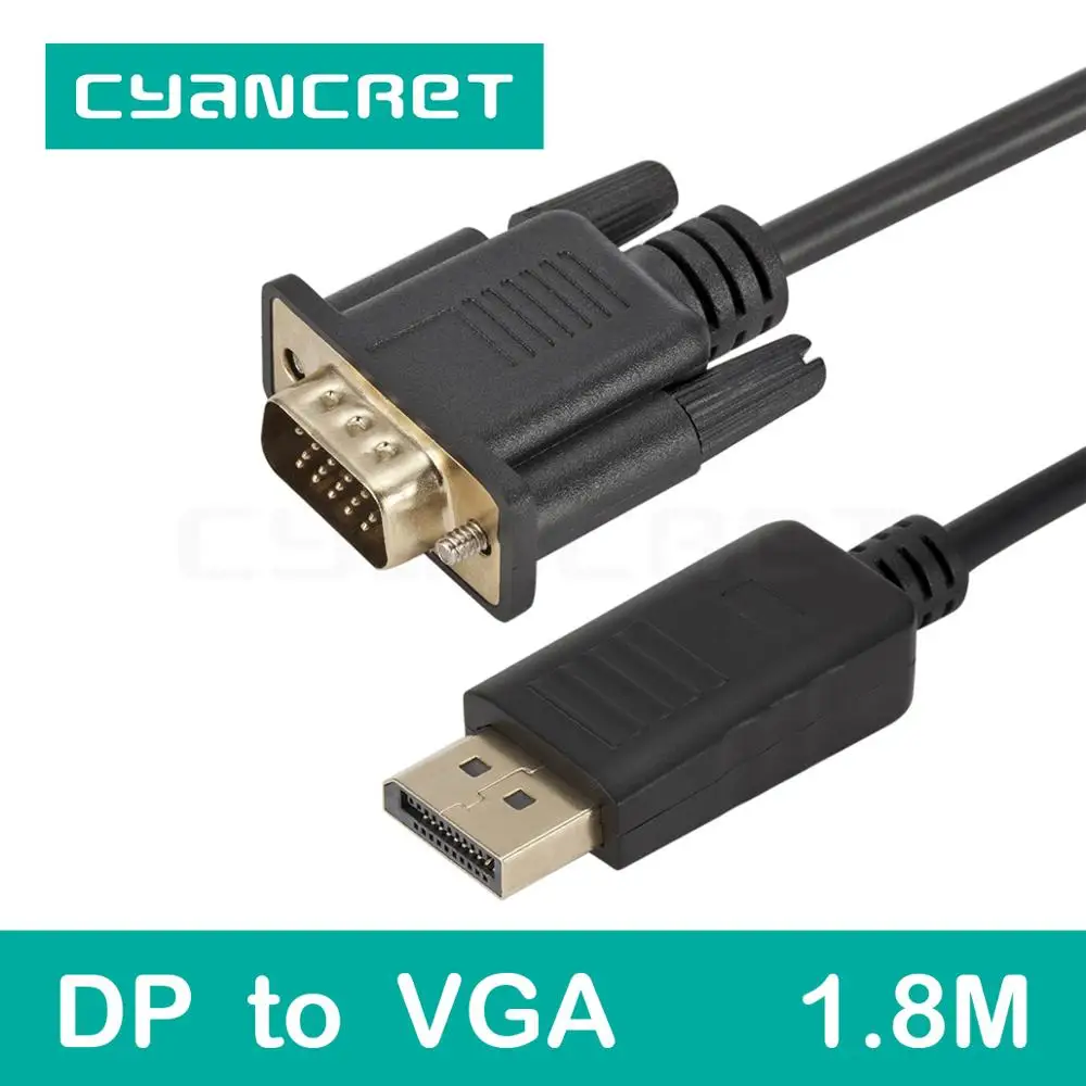 Video Cable Displayport DP to VGA Cable 1.8M Male-Male Convert Transmits HD Video Adapter for TV Monitor Projector Support 1080P
Video Cable Displayport DP to VGA Cable 1.8M Male-Male Convert Transmits HD Video Adapter for TV Monitor Projector Support 1080P