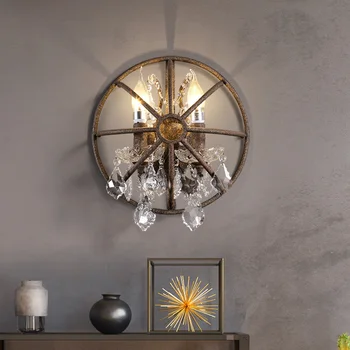 Induatrial Loft Style Iron Wall Lamp Crystal Vintage LOFT Wall Lamp Iron Cage Half Round Double Wall Lamp Restaurant Bar Cafe 
Induatrial Loft Style Iron Wall Lamp Crystal Vintage LOFT Wall Lamp Iron Cage Half Round Double Wall Lamp Restaurant Bar Cafe