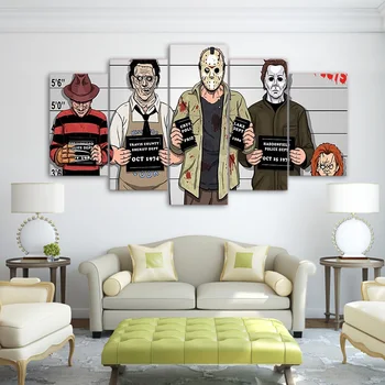 Prints Wall Art Pictures Frame 5 Pieces Paintings Horror Movie Poster Living Room Decor
Prints Wall Art Pictures Frame 5 Pieces Paintings Horror Movie Poster Living Room Decor