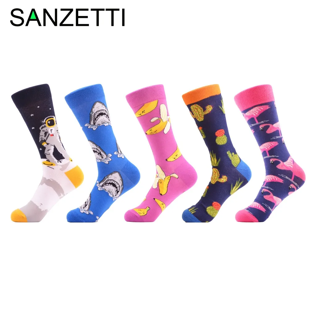 SANZETTI 5 pairs/lot Colorful Men's Funny Combed Cotton Wedding Socks Banana Shark Flamingo Pattern Casual Dress Crew Socks
SANZETTI 5 pairs/lot Colorful Men's Funny Combed Cotton Wedding Socks Banana Shark Flamingo Pattern Casual Dress Crew Socks