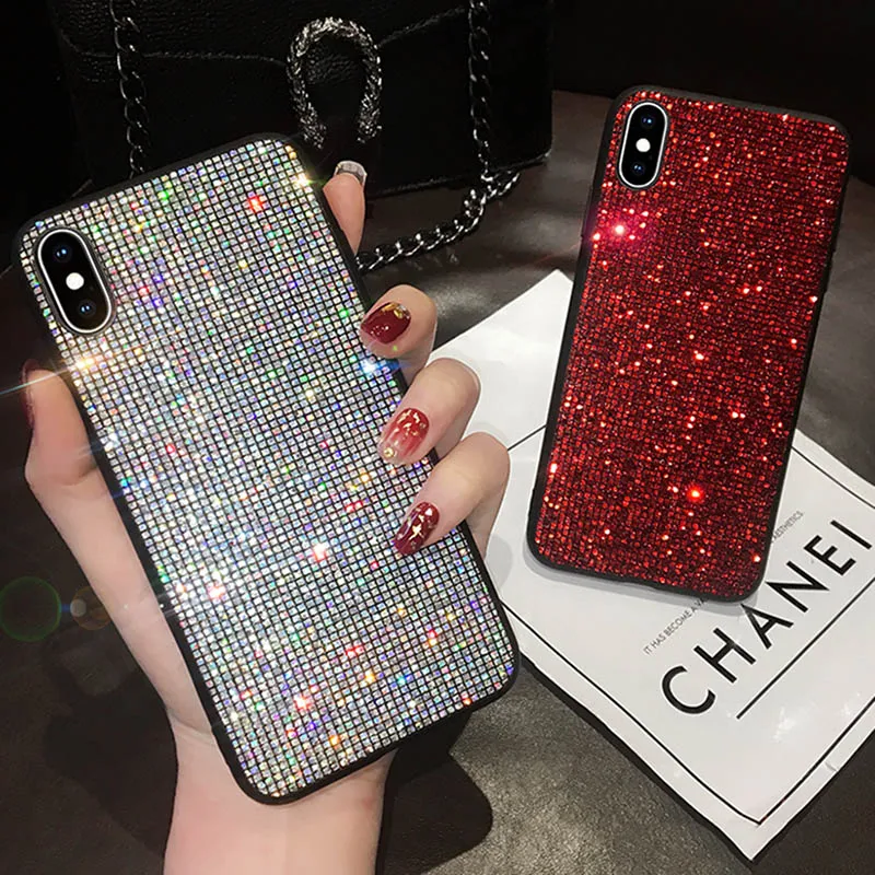 Модный Блестящий блестящий чехол для samsung S8 S9 Plus Note 8 9 Чехлы iPhone X XR XS Max 7 6 6S