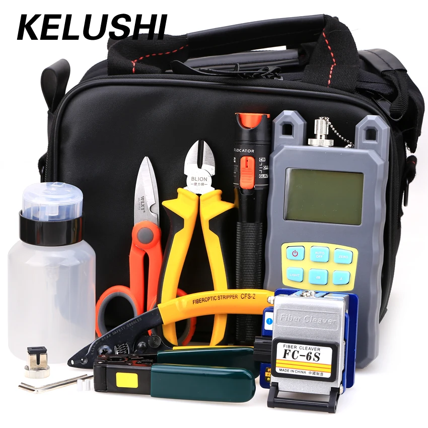 KELUSHI 20 IN 1 Fiber Optic FTTH Tool Kit with Fiber Cleaver -70~+10dbm Optical Power Meter 10km Visual Fault Lcator
KELUSHI 20 IN 1 Fiber Optic FTTH Tool Kit with Fiber Cleaver -70~+10dbm Optical Power Meter 10km Visual Fault Lcator