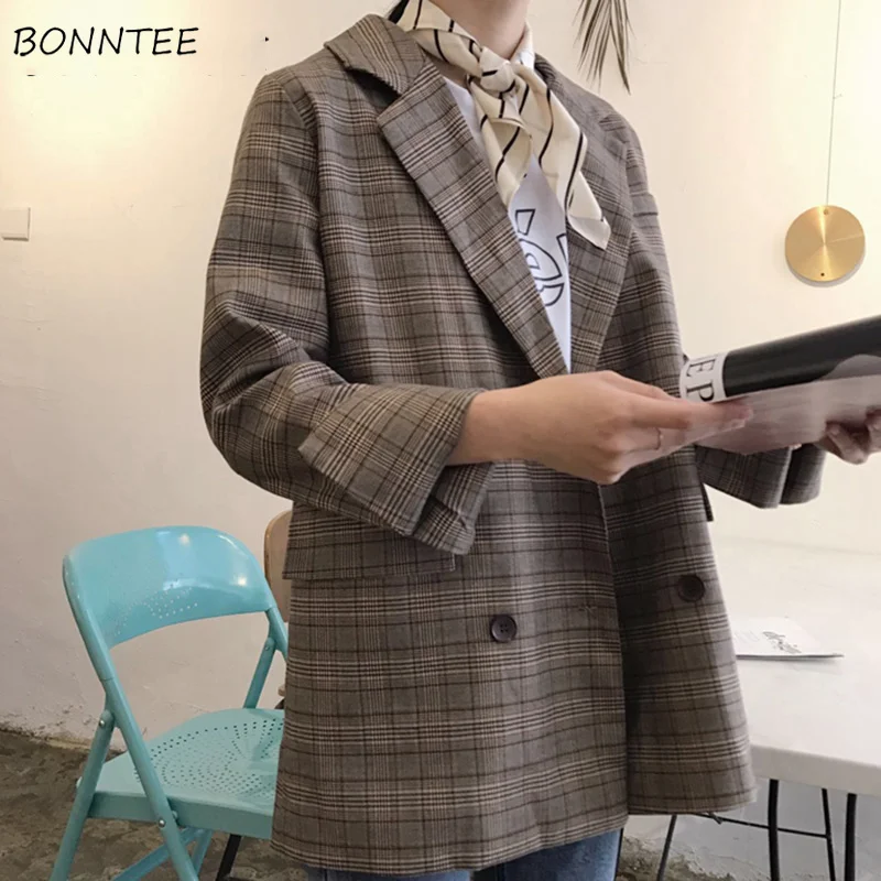 Blazers Women Button Decorate Office Lady Plaid Retro Simple All-match Harajuku Soft Daily Blazer Womens Korean Style Elegant
Blazers Women Button Decorate Office Lady Plaid Retro Simple All-match Harajuku Soft Daily Blazer Womens Korean Style Elegant