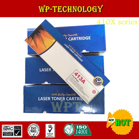 Новые совместимые картриджи с тонером, 4 цвета, подходит для принтеров HP Laserjet 300 400, Hp411A, Hp412A, Hp413A.
Новые совместимые картриджи с тонером, 4 цвета, подходит для принтеров HP Laserjet 300 400, Hp411A, Hp412A, Hp413A.