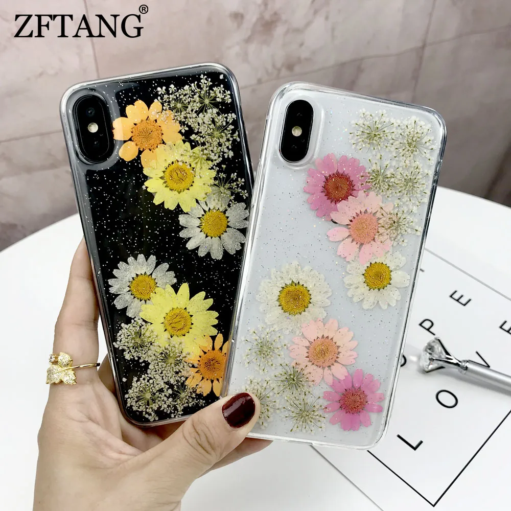 Daisy Dried Real Flowers Handmade Phone Cases For iPhone 6 6S 7 8 Plus X XS Max XR Glitter Case Transparent Soft TPU Back Cover
Daisy Dried Real Flowers Handmade Phone Cases For iPhone 6 6S 7 8 Plus X XS Max XR Glitter Case Transparent Soft TPU Back Cover