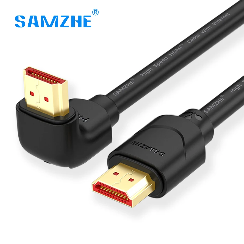 SAMZHE 90 градусов угол HDMI 2 0 кабель к видео Кабо 4 * 60 Гц 3D 1 м 5 3 для HD tv PS4 проектор