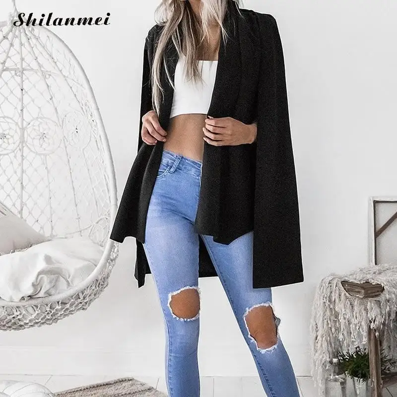 Women Long Suit Blazer Ladies Office Coat Long Sleeves Cape Poncho Female Elegant Jacket Fashion Runway Formal Blazer Feminino
Women Long Suit Blazer Ladies Office Coat Long Sleeves Cape Poncho Female Elegant Jacket Fashion Runway Formal Blazer Feminino