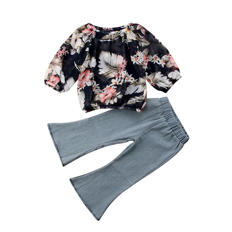 2018 New Fashion Toddler Kids Baby Girl Clothes Long Sleeve Chiffon Floral Blouse Tops+Jeans Denim Pant Bell-Bottom 2PCS Set
2018 New Fashion Toddler Kids Baby Girl Clothes Long Sleeve Chiffon Floral Blouse Tops+Jeans Denim Pant Bell-Bottom 2PCS Set