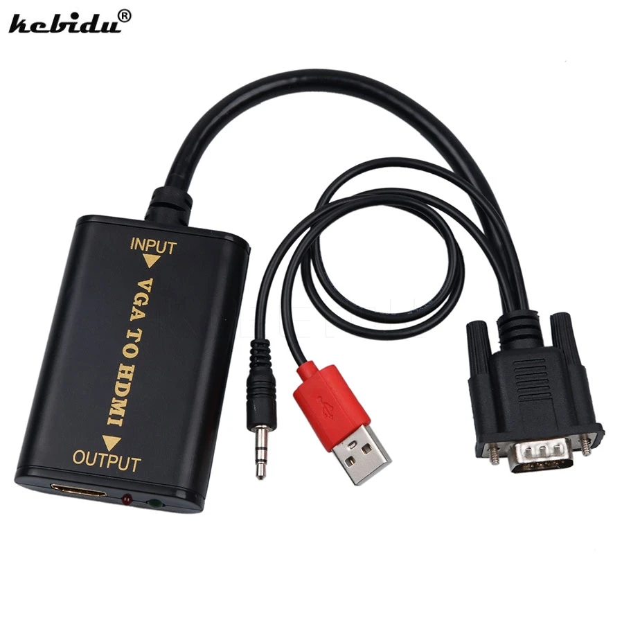 kebidu New HD 1080P VGA to HDMI Converter Adapter VGA2HDMI Converter Audio AV Converter HDTV Video Cable For TV PC
kebidu New HD 1080P VGA to HDMI Converter Adapter VGA2HDMI Converter Audio AV Converter HDTV Video Cable For TV PC