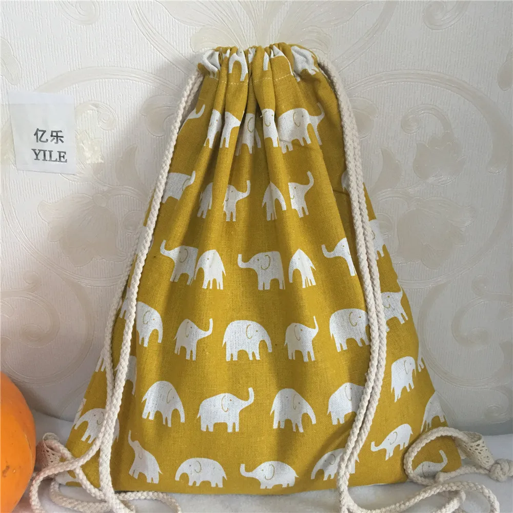 YILE NEW Handmade Yellow Cotton Linen Drawstring Travel Backpack Student Book Bag Printed Elephant B419
YILE NEW Handmade Yellow Cotton Linen Drawstring Travel Backpack Student Book Bag Printed Elephant B419
