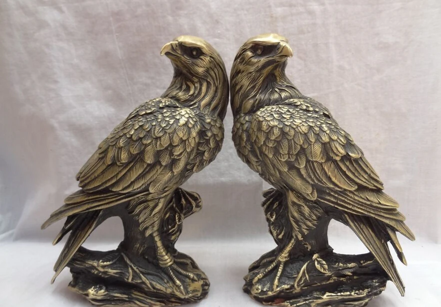 USPS to USA S1359 9" Chinese Bronze Folk FengShui Lanneret Tercel Fly Bird Eagle Head Statue Pair B0401
USPS to USA S1359 9" Chinese Bronze Folk FengShui Lanneret Tercel Fly Bird Eagle Head Statue Pair B0401