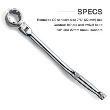 7/8 Inch 22mm CRV Oxygen Sensor Wrench with Contour Handle and Flexible Head Auto Repair handl tool Chrome Vanadium Steel
7/8 Inch 22mm CRV Oxygen Sensor Wrench with Contour Handle and Flexible Head Auto Repair handl tool Chrome Vanadium Steel