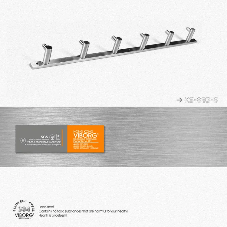 (1 piece/lot) VIBORG 304 Stainless Steel Wall Hook (6 hooks), Towel Hooks, Coat Hooks, Wall Hooks, FREE SHIPPING
(1 piece/lot) VIBORG 304 Stainless Steel Wall Hook (6 hooks), Towel Hooks, Coat Hooks, Wall Hooks, FREE SHIPPING