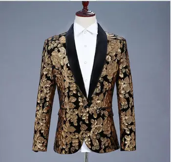 2019 European and American personality men's costumes dress sequins suit jacket hosted nightclub DJ stage equipment blazers
2019 European and American personality men's costumes dress sequins suit jacket hosted nightclub DJ stage equipment blazers