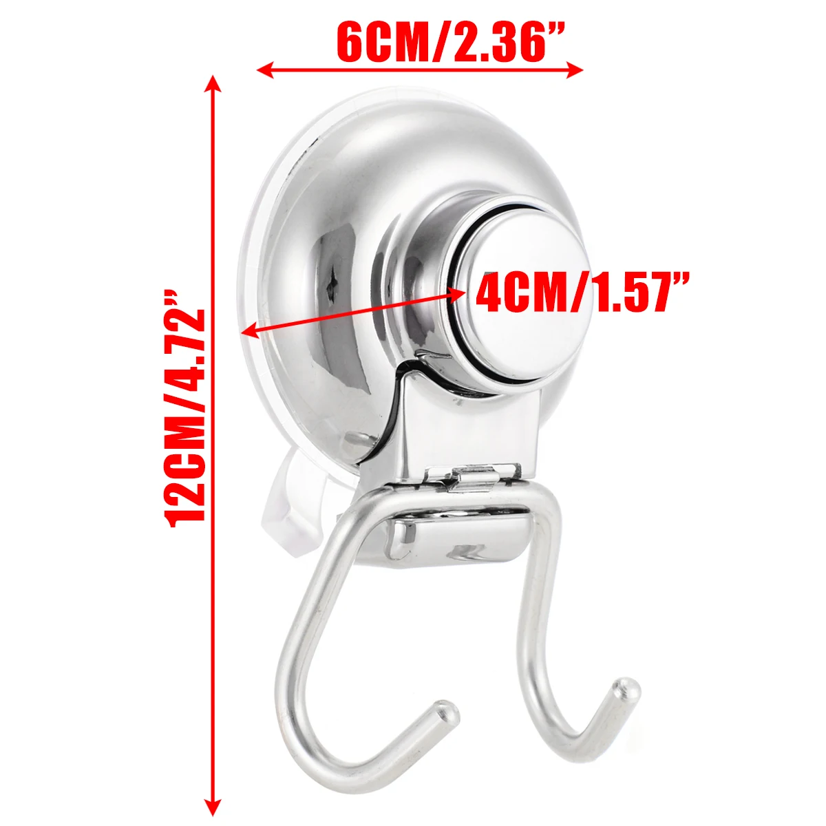 Removable Wall Strong Suction Cup Hook Hangers Stainless Steel Double Hook Strong Vacuum Suction Cup Hanger for Bathroom Kitchen