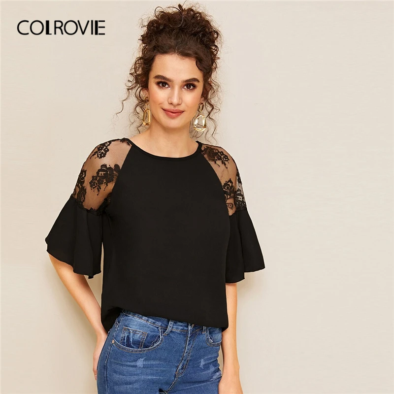 COLROVIE White Contrast Lace Flounce Half Sleeve Elegant Blouse Shirt Women Top 2019 Summer Black Workwear Office Ladies Blouses
COLROVIE White Contrast Lace Flounce Half Sleeve Elegant Blouse Shirt Women Top 2019 Summer Black Workwear Office Ladies Blouses