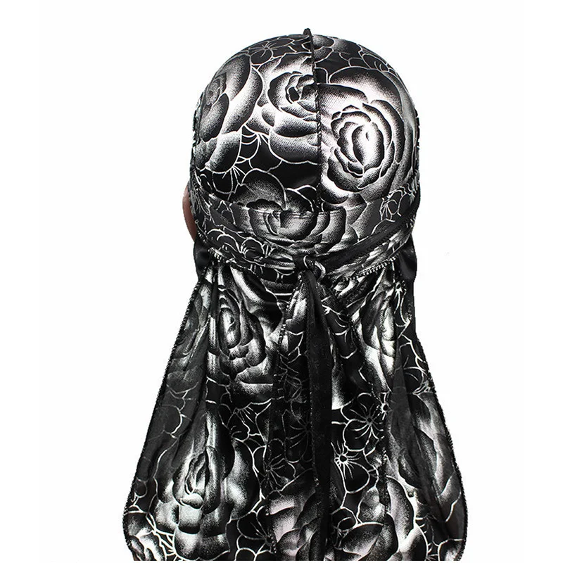 2019 Men's Silky Durags Turban Hat Bandanas Rose Floral Print Men Satin Durag Long Straps Waves Cap Hair Accessories Do DuRag
2019 Men's Silky Durags Turban Hat Bandanas Rose Floral Print Men Satin Durag Long Straps Waves Cap Hair Accessories Do DuRag