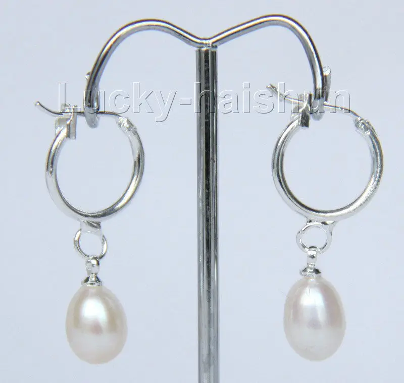 Free Shipping >> new hot Genuine 8X10mm drip Dangle white Freshwater pearls Earrings j9382 
Free Shipping >> new hot Genuine 8X10mm drip Dangle white Freshwater pearls Earrings j9382