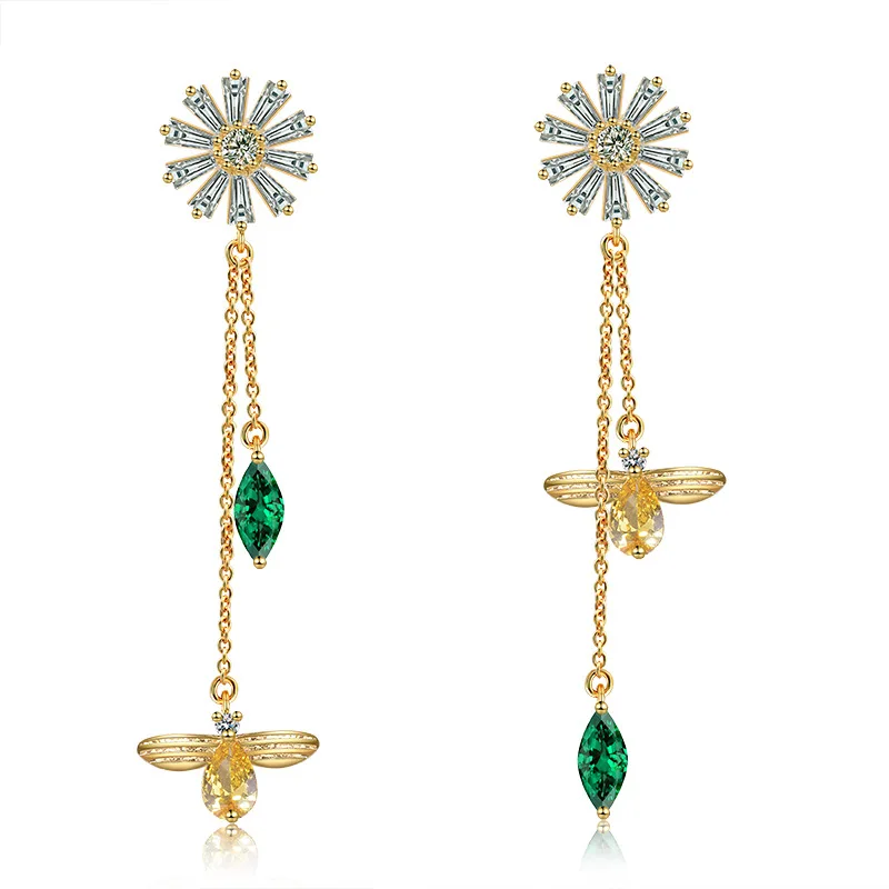 New style 925 Sterling Silver Needle Gold And Silver Color Bee And Flower Crystal Tassel Drop Earring For Women Best Gift DJE008
New style 925 Sterling Silver Needle Gold And Silver Color Bee And Flower Crystal Tassel Drop Earring For Women Best Gift DJE008