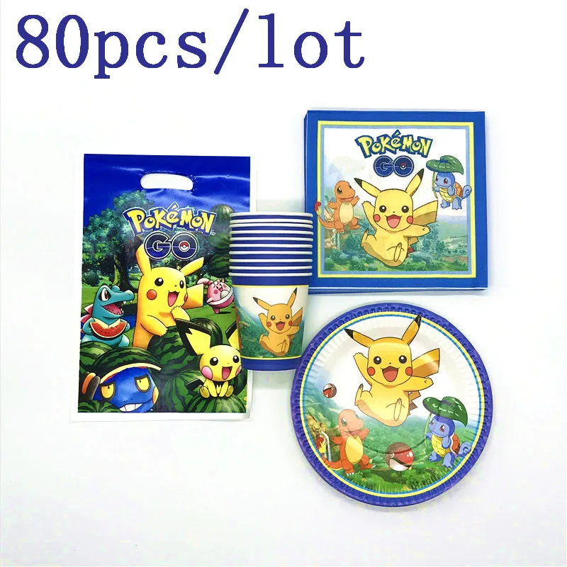 Hot Sale 80Pcs Pokemon Theme Design Kid Birthday Party Event Party Wedding Pikachu Cup Plate Gift Bag Napkins Decoration Supply
Hot Sale 80Pcs Pokemon Theme Design Kid Birthday Party Event Party Wedding Pikachu Cup Plate Gift Bag Napkins Decoration Supply