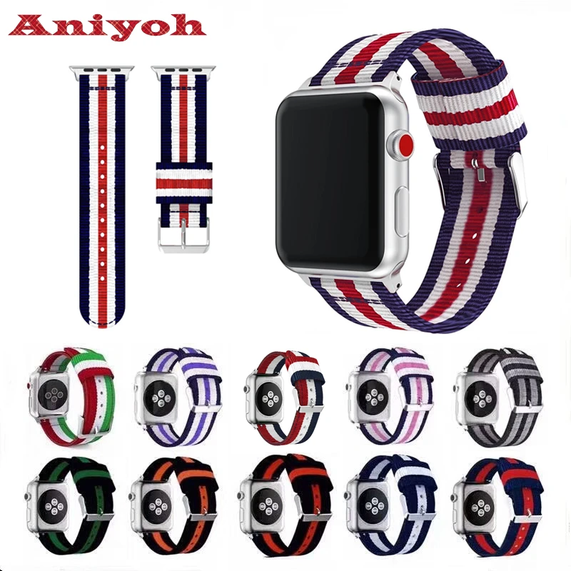 Aniyoh нейлоновый тканый ремешок для часов аpple 38 мм 42 40 44 Nato спортивные часы наручные