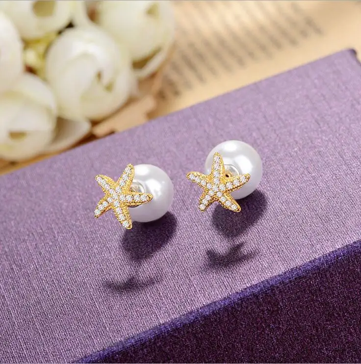 2018 fashion women girl jewelry north star sea star double side front back pearl stud earring
2018 fashion women girl jewelry north star sea star double side front back pearl stud earring